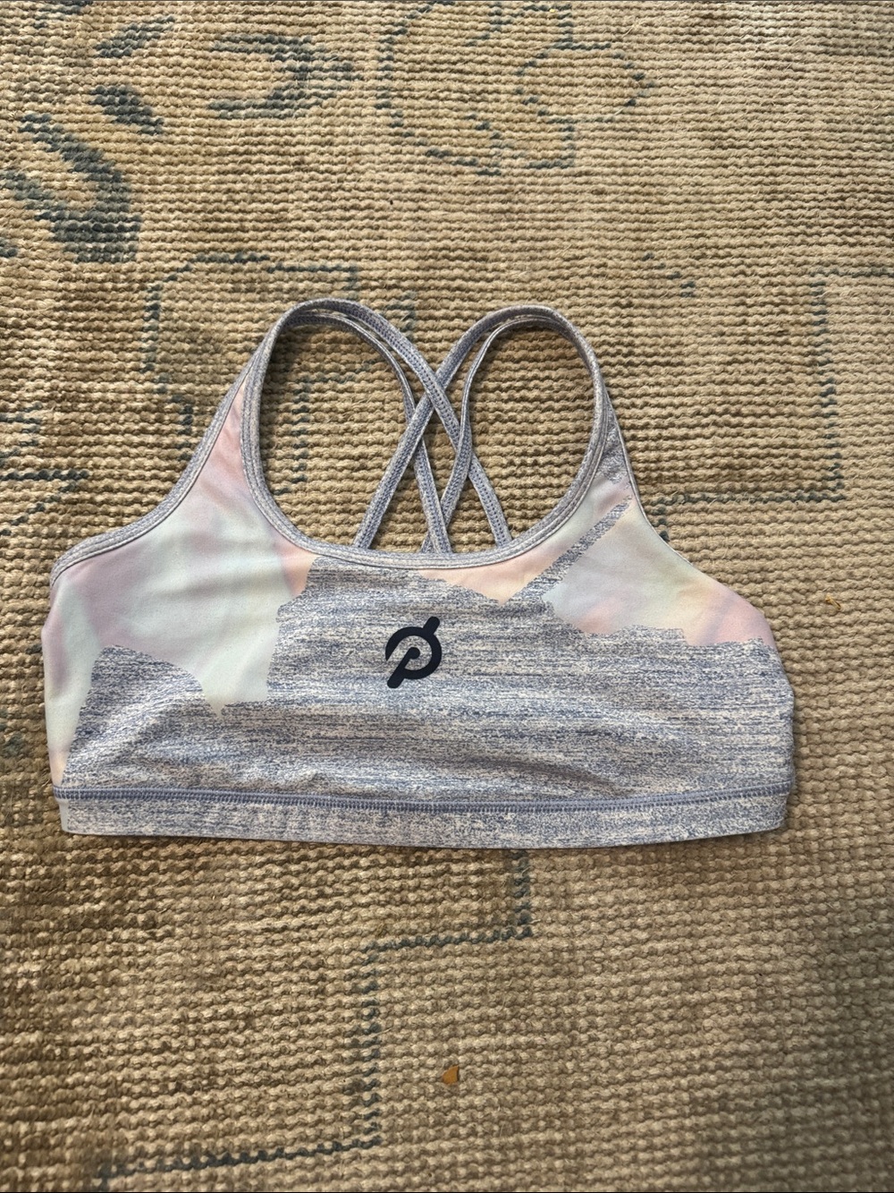 Peloton Pastel Multi-Color & Heather Gray Strappy Sports Bra